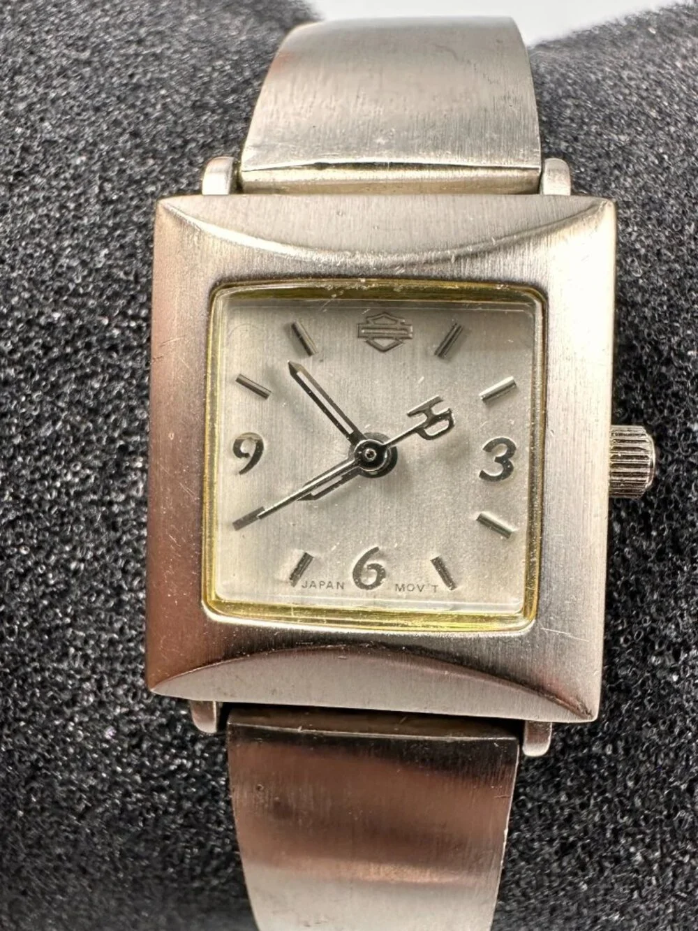 Harley-Davidson Women Watch Silver Tone 19MM Square Dial New Battery 6.5